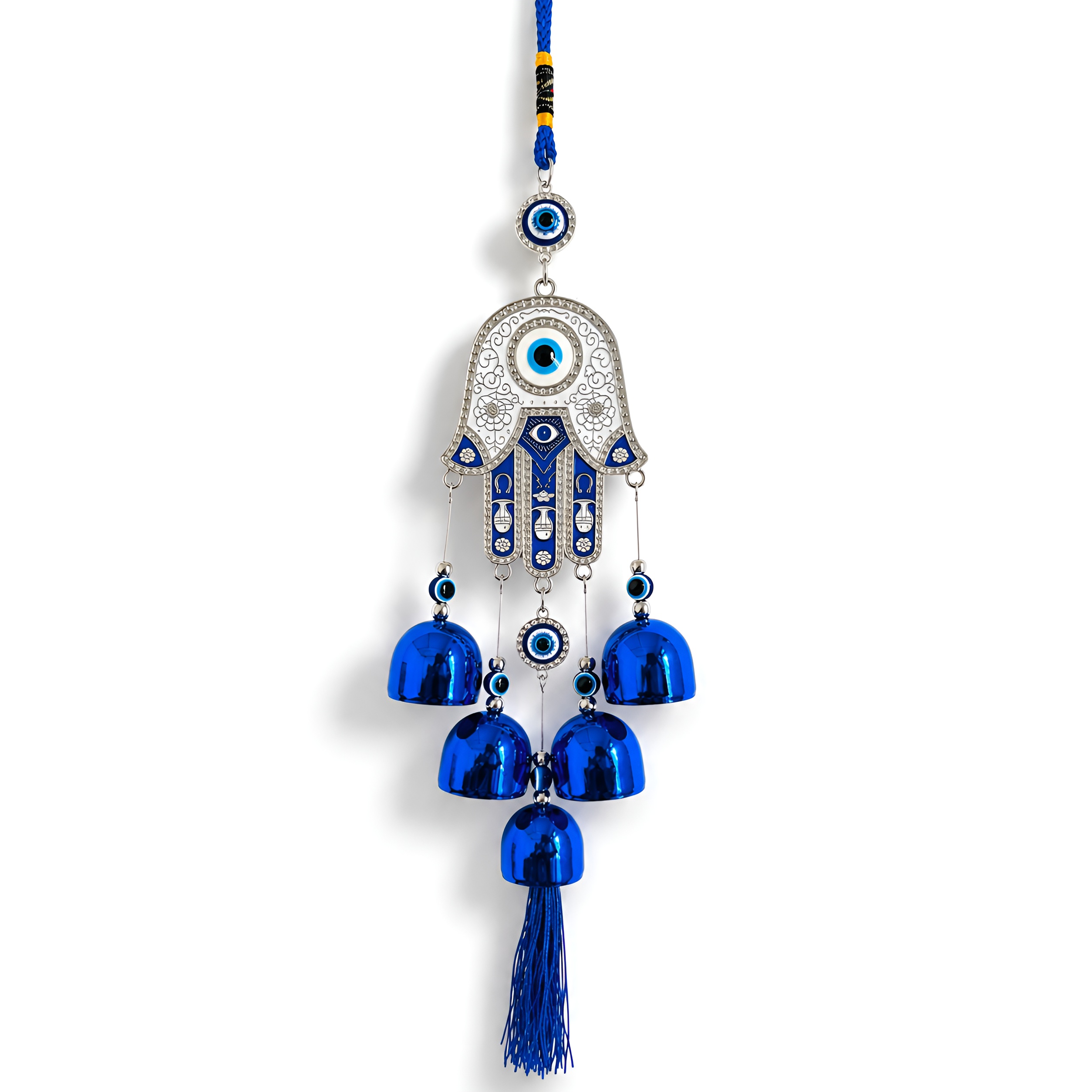 Evil eye wind chime with Hamsa Hand | Blue