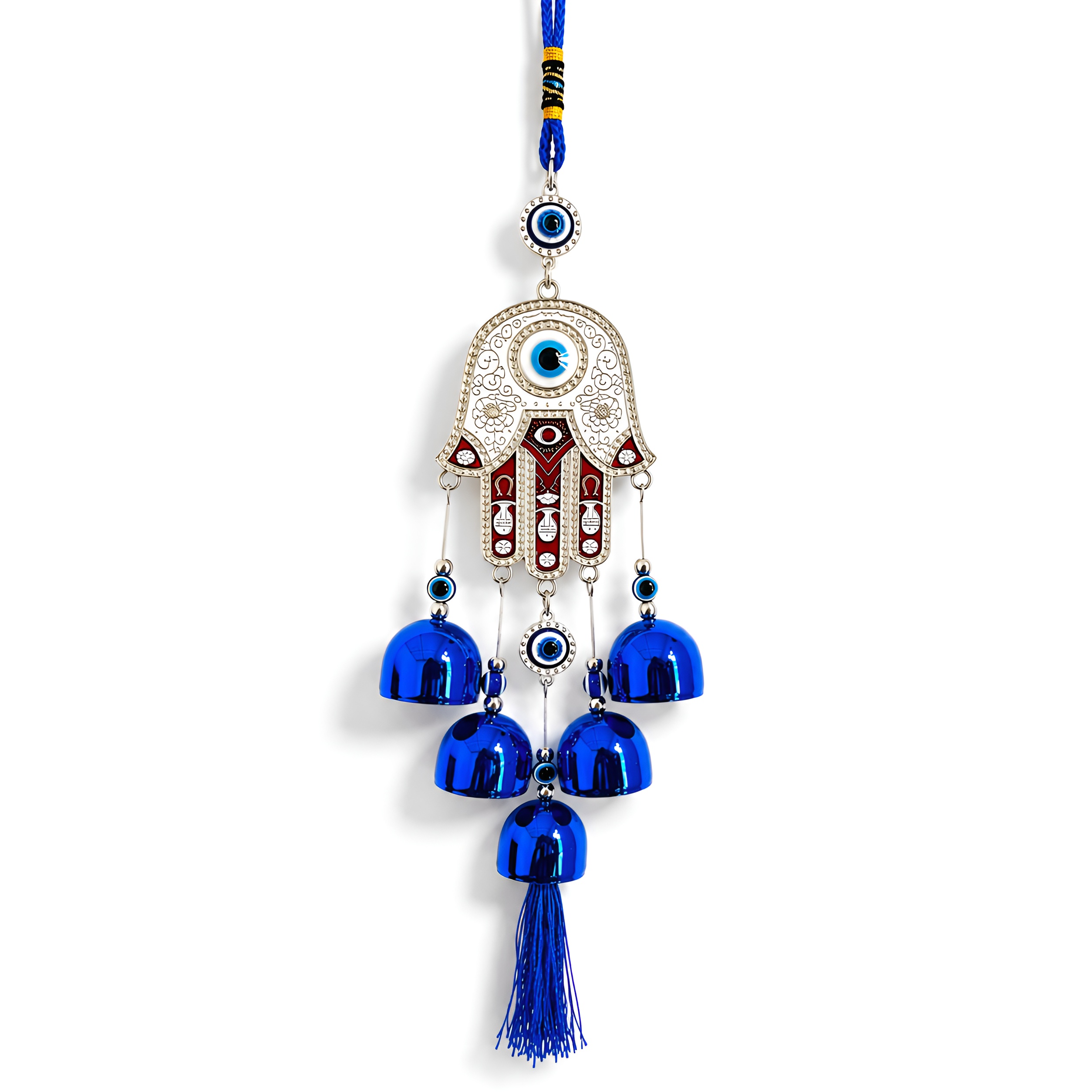 Evil eye wind chime with Hamsa Hand | Red